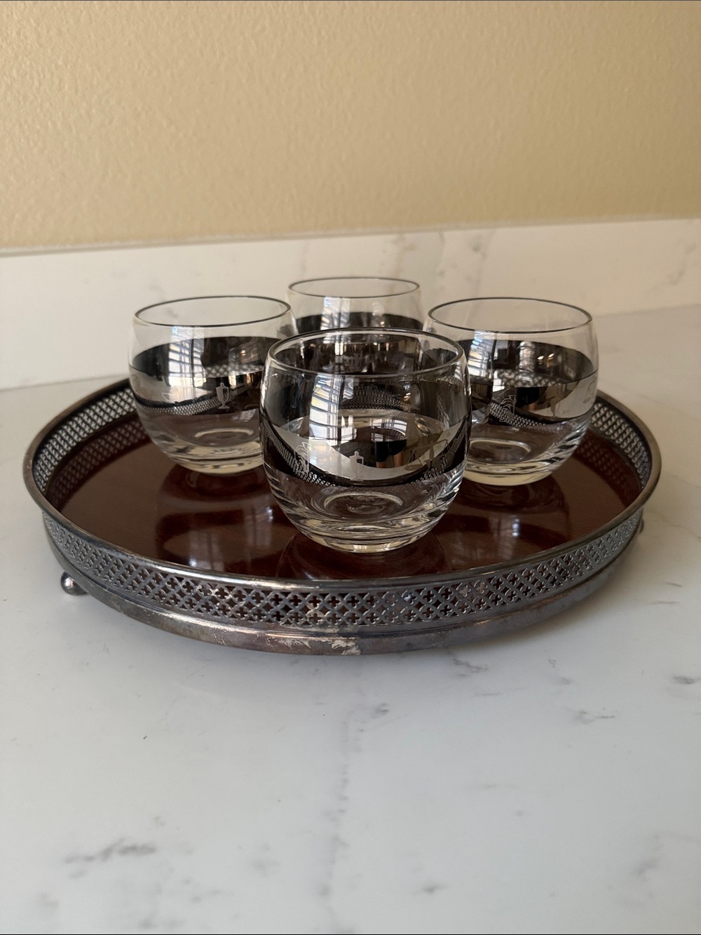 Vintage Formica Bar Tray Silver Plate